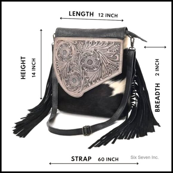 Montana West Genuine Leather Hair-On Fringe Crossbody Bag  Real Cowhide Hairon Crossbody Bag with Leather Fringes
